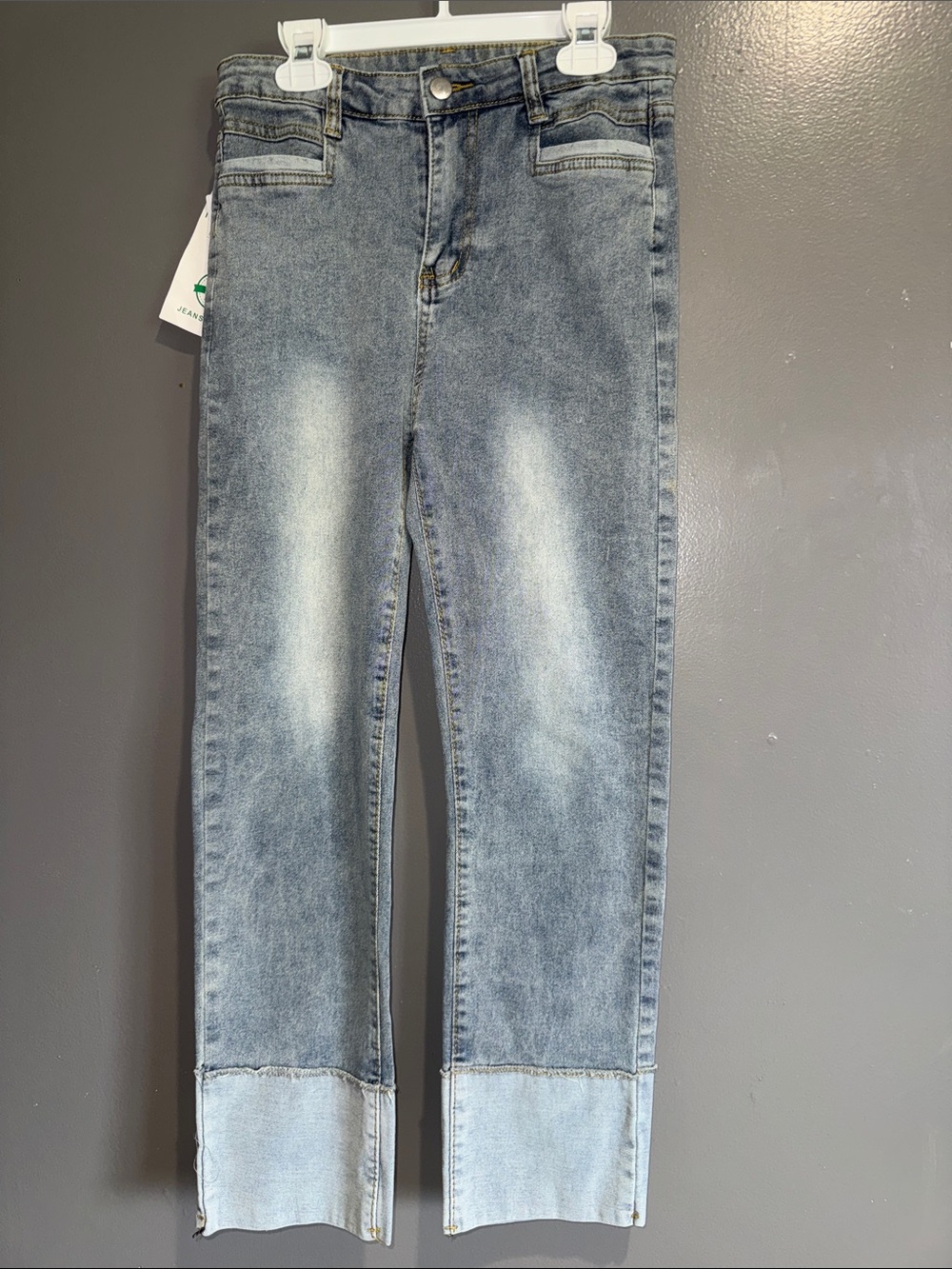 Kids Light Blue Wash Jeans with Cuffed Hem
